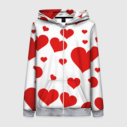 Толстовка на молнии женская Сердечки, цвет: 3D-меланж