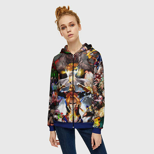 Женская толстовка на молнии Моя геройская академия / 3D-Синий – фото 3