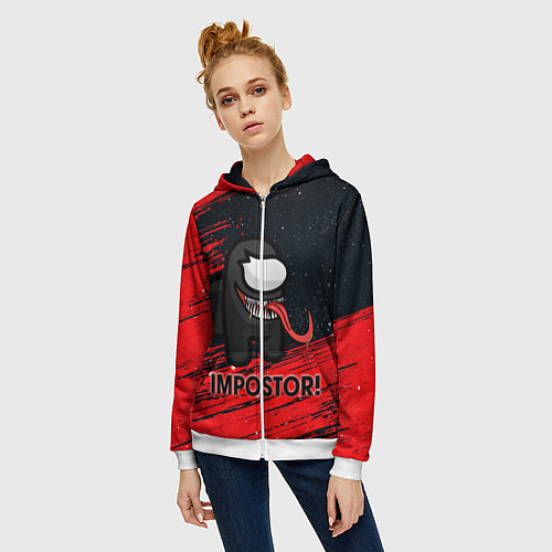 Женская толстовка на молнии AMONG US / 3D-Белый – фото 3