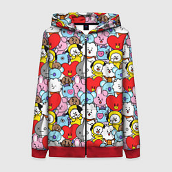 Толстовка на молнии женская BT21 BTS, цвет: 3D-красный