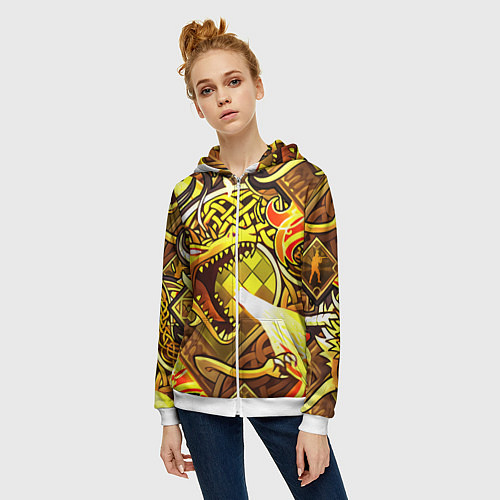 Женская толстовка на молнии CS GO DRAGON LORE / 3D-Белый – фото 3