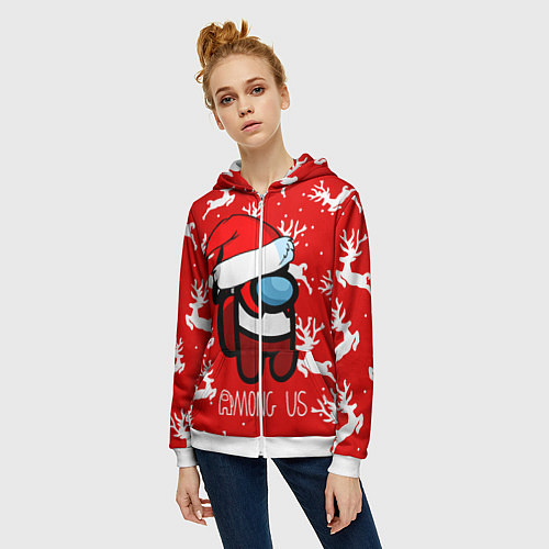Женская толстовка на молнии Новый Год Среди Нас! / 3D-Белый – фото 3