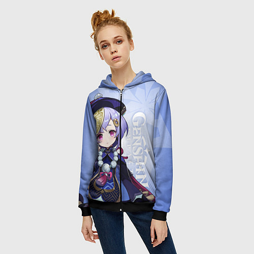 Женская толстовка на молнии GENSHIN IMPACT, ЦИ ЦИ, / 3D-Черный – фото 3