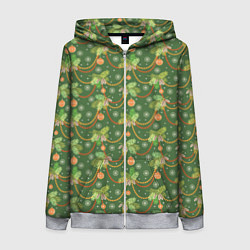 Толстовка на молнии женская Новый Год, цвет: 3D-меланж