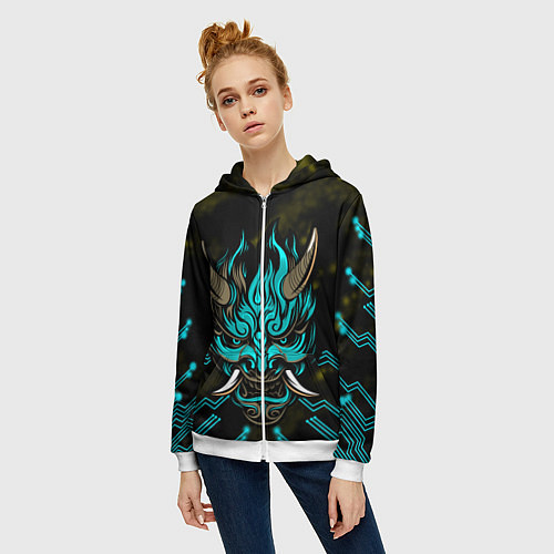 Женская толстовка на молнии SAMURAI CYBERPUNK 2077 / 3D-Белый – фото 3