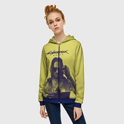 Толстовка на молнии женская Cyberpunk 2077, цвет: 3D-синий — фото 2