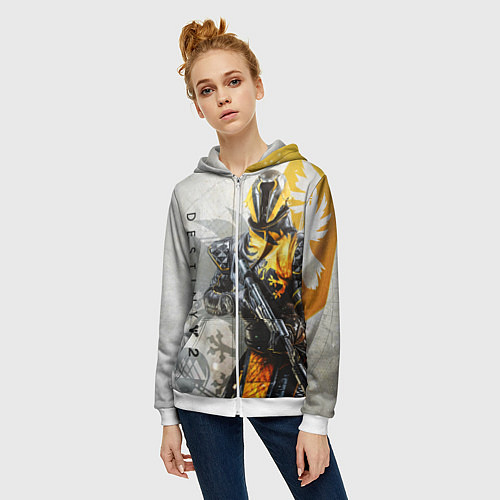 Женская толстовка на молнии DESTINY, WARLOCK / 3D-Белый – фото 3