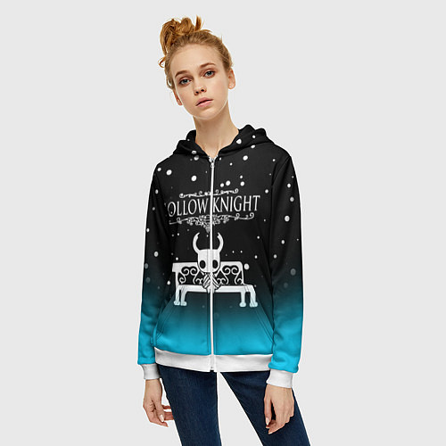 Женская толстовка на молнии HOLLOW KNIGHT / 3D-Белый – фото 3
