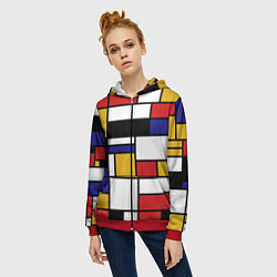 Толстовка на молнии женская Color blocking, цвет: 3D-красный — фото 2