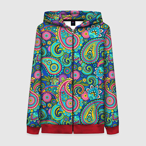 Женская толстовка на молнии Славянские Узоры / 3D-Красный – фото 1
