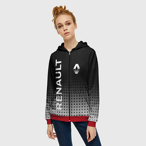 Женская толстовка на молнии Renault / 3D-Красный – фото 3