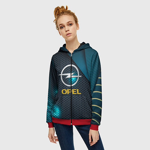 Женская толстовка на молнии OPEL ОПЕЛЬ / 3D-Красный – фото 3