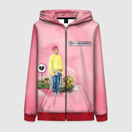 Женская толстовка на молнии Ваня Дмитриенко / 3D-Красный – фото 1