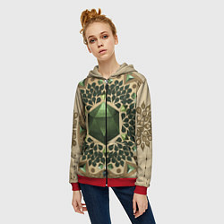 Толстовка на молнии женская DnD Dices: Pattern, цвет: 3D-красный — фото 2