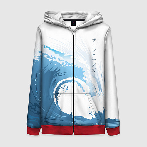 Женская толстовка на молнии WAVE ВОЛНЫ / 3D-Красный – фото 1