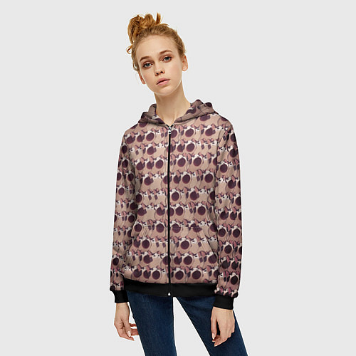 Женская толстовка на молнии PoP PoP PoP PoP PoP PoP PoP / 3D-Черный – фото 3