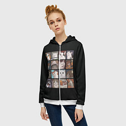 Толстовка на молнии женская Коты и кошки, цвет: 3D-белый — фото 2