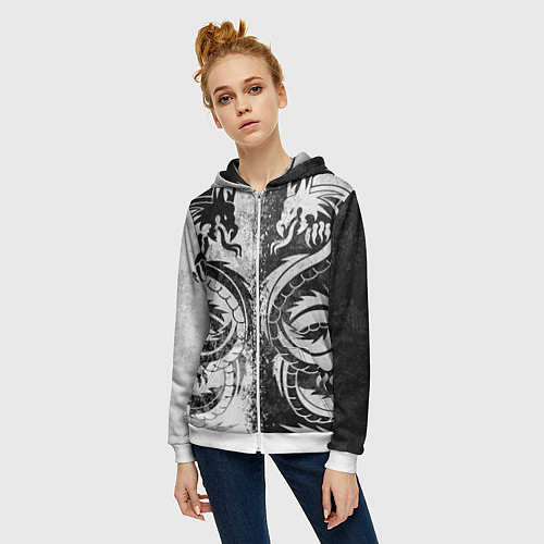 Женская толстовка на молнии ДРАКОНЫ DRAGONS / 3D-Белый – фото 3