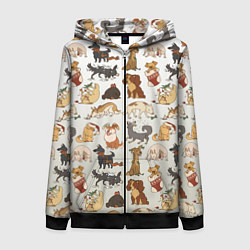 Толстовка на молнии женская Узор песики собачки гав, цвет: 3D-черный