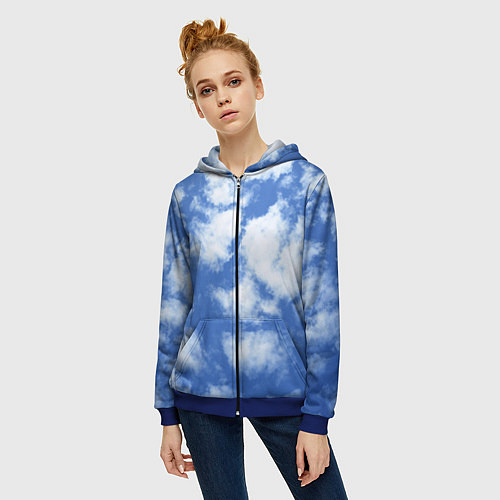 Женская толстовка на молнии ОБЛАКА / 3D-Синий – фото 3