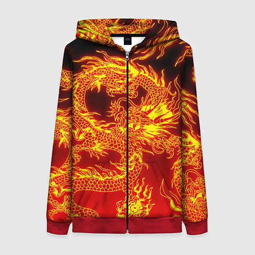 Женская толстовка на молнии ДРАКОН / 3D-Красный – фото 1