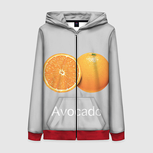 Женская толстовка на молнии Orange avocado / 3D-Красный – фото 1