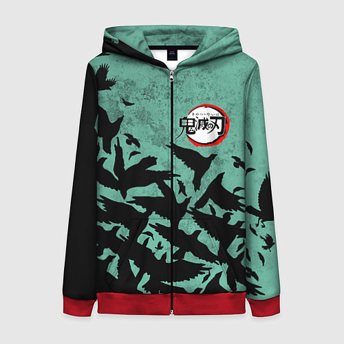 Женская толстовка на молнии DEMON SLAYER KIMETSU NO YAIBA / 3D-Красный – фото 1