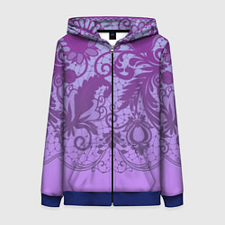 Толстовка на молнии женская Кружево, цвет: 3D-синий