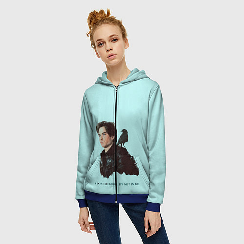 Женская толстовка на молнии Дневники вампира, / 3D-Синий – фото 3