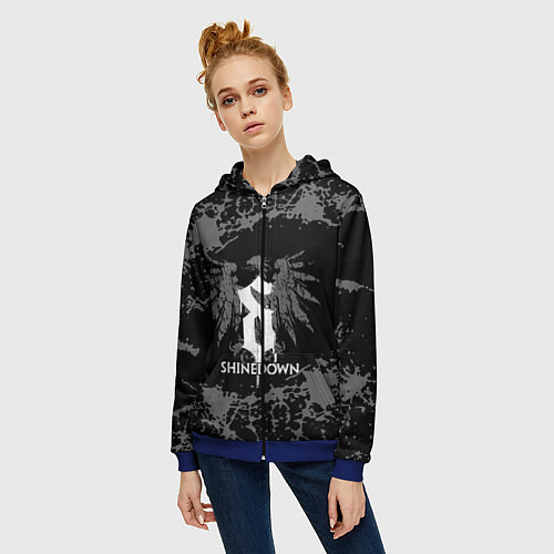 Женская толстовка на молнии Shinedown / 3D-Синий – фото 3
