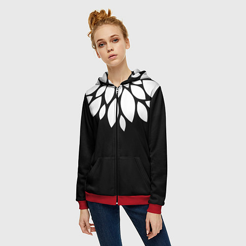 Женская толстовка на молнии Лепестки / 3D-Красный – фото 3