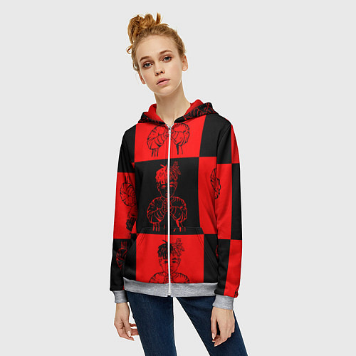 Женская толстовка на молнии XXXTENTACION LOVE / 3D-Меланж – фото 3