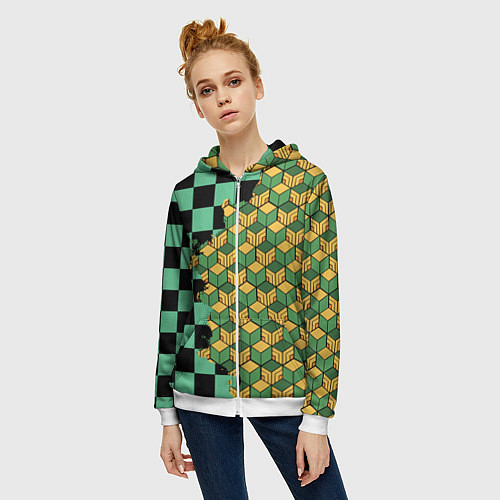 Женская толстовка на молнии ТАНДЖИРО И ТОМИОКА / 3D-Белый – фото 3