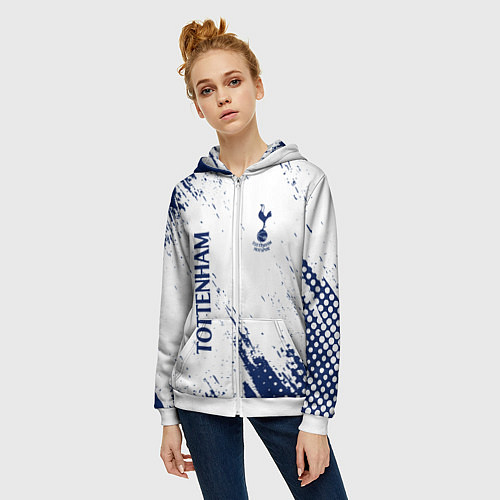 Женская толстовка на молнии TOTTENHAM HOTSPUR / 3D-Белый – фото 3