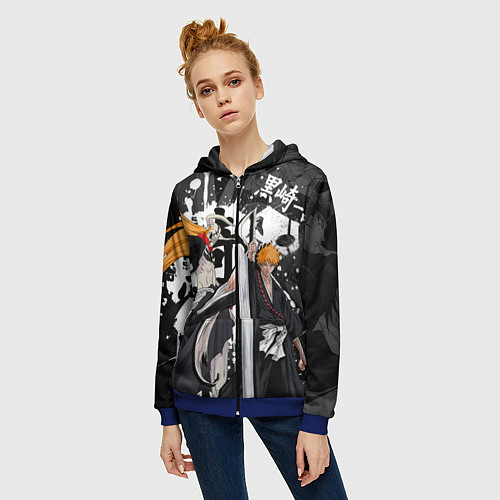 Женская толстовка на молнии Bleach / 3D-Синий – фото 3