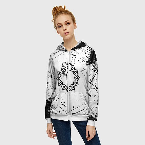 Женская толстовка на молнии МЕЛИОДАС 7 СМЕРТНЫХ ГРЕХОВ / 3D-Белый – фото 3