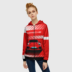 Толстовка на молнии женская PORSCHE ПОРШЕ RED STYLE, цвет: 3D-черный — фото 2