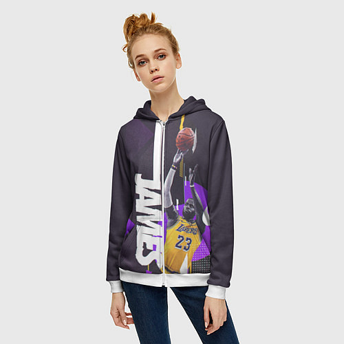 Женская толстовка на молнии Леброн / 3D-Белый – фото 3