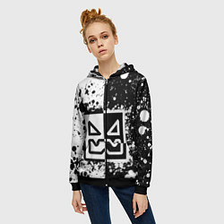 Толстовка на молнии женская Geometry Dash: Black, цвет: 3D-черный — фото 2