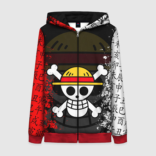Женская толстовка на молнии ONE PIECE ВАН ПИС ЧЕРЕП / 3D-Красный – фото 1