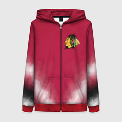 Толстовка на молнии женская Chicago Blackhawks, цвет: 3D-красный