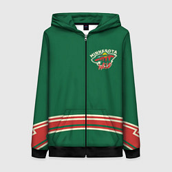 Толстовка на молнии женская Minnesota Wild, цвет: 3D-черный