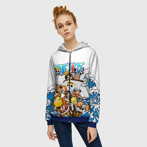 Женская толстовка на молнии ONE PIECE ВАН ПИС МОРЕ / 3D-Синий – фото 3