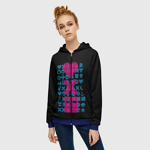 Женская толстовка на молнии Любовь Смерть Роботы / 3D-Синий – фото 3