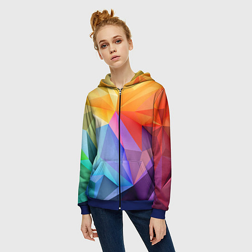 Женская толстовка на молнии Радужная геометрия / 3D-Синий – фото 3