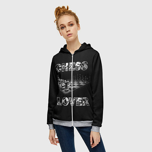 Женская толстовка на молнии Chess Lover Любитель шахмат / 3D-Меланж – фото 3