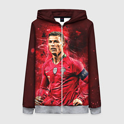 Женская толстовка на молнии Криштиану Роналду Португалия