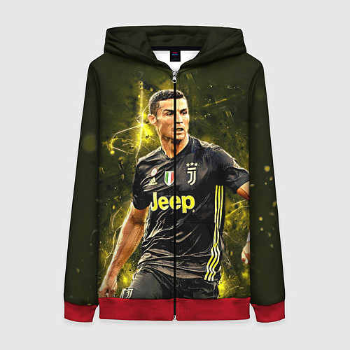 Женская толстовка на молнии Cristiano Ronaldo Juventus / 3D-Красный – фото 1