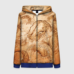 Толстовка на молнии женская Кракен, цвет: 3D-синий