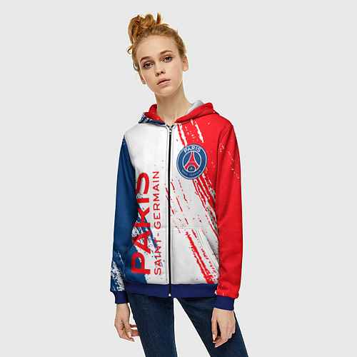 Женская толстовка на молнии ФК ПСЖ FC PSG PARIS SG / 3D-Синий – фото 3